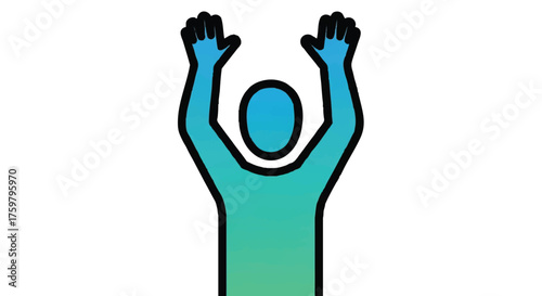 Person reaching upward outline icon vector