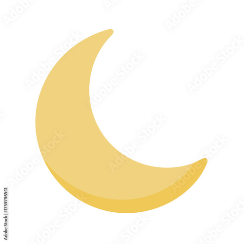 Flat vector crescent moon icon on a simple black background