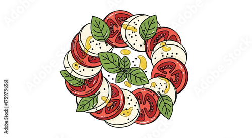 Caprese salad outline icon vector