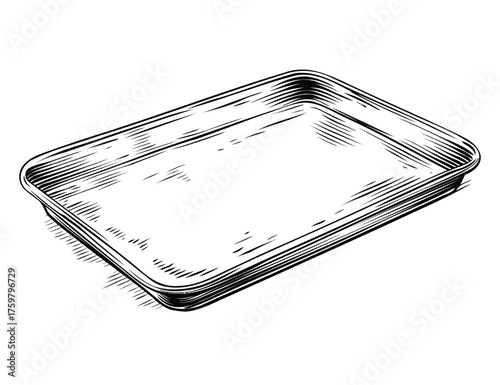 Rectangular Metal Tray in Clean Design for Kitchen Use and Food Presentation on a Table Surface