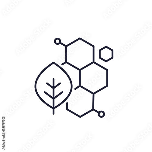 Biomaterial line icon, biodegradable materials vector