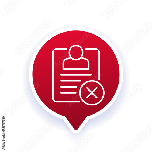 delete personal data icon, erasing account or user profile line design