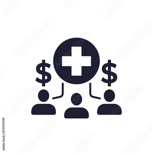 Healthcare cost icon with people