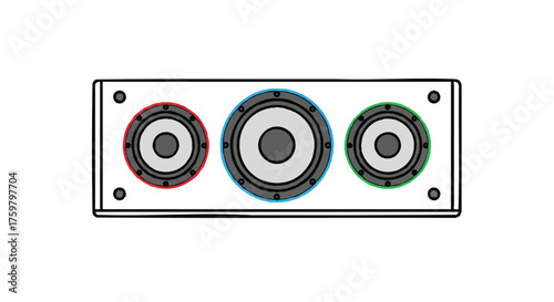 Center channel speaker outline icon vector