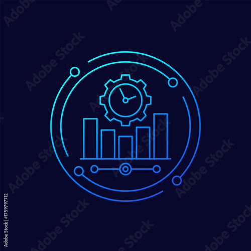 uptime icon with graph, linear design