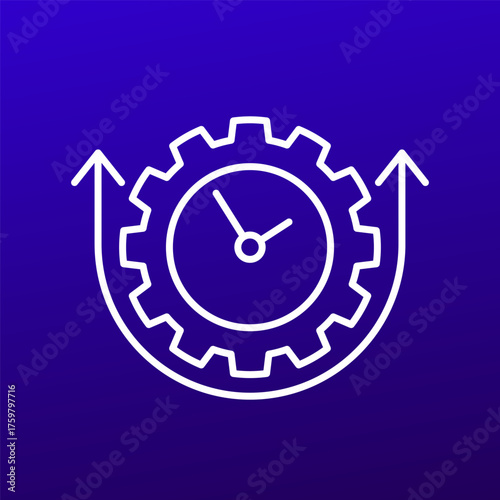 uptime icon with clock, system working time line design