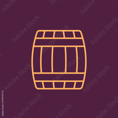 wooden barrel icon, line design