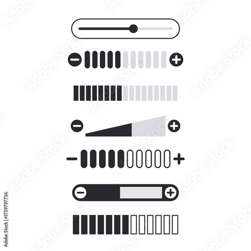 volume control, plus and minus vector design elements for apps or UI