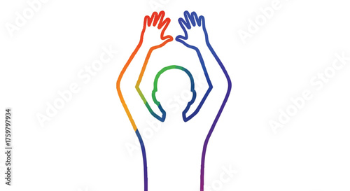 Person reaching upward outline icon vector