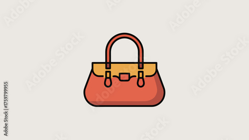 Fashionable handbag icon flat vector illustration of a stylish purse isolated on a clean background