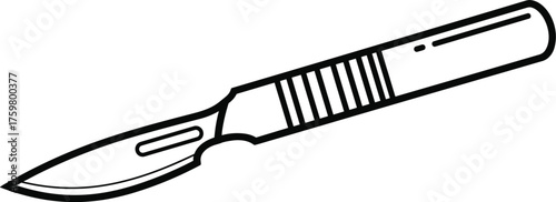 Surgical Scalpel Illustration: Sharp Blade for Precision Cutting in Medical Procedures, Healthcare, Veterinary Science - Sterile Instrument for Surgery, Dissection, Anatomy, Science, and Education Dia