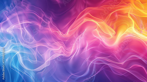 Wallpaper Mural Abstract Gradient Background with Flowing Lines and Vibrant Colors: Blue, Purple, Pink, Orange, Yellow Torontodigital.ca