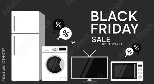 Black Friday Sale banner Major home appliances and electronics promotion