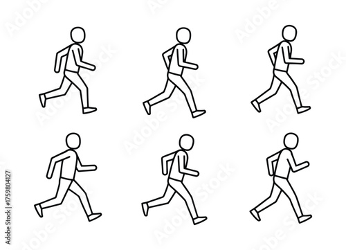 Animated Sequence of Running Stick Figures Depicting Movement and Activity