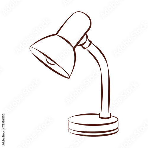 Desk Lamp Line Icon Isolated on White Background