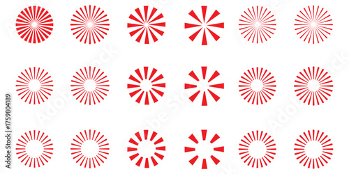 Retro Sunburst icon set, radial Sunburst element, Vintage sunburst Fireworks design isolated, Sunrise rays light burst line shine sunshine sunbeam vintage border symbol