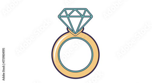 Elegant Diamond Ring Illustration Symbolizing Commitment and Love in a Modern Design Style for Wedding Invitations, Anniversary Gifts, Engagement Proposals, and Jewelry Store Advertising, Featuring Go