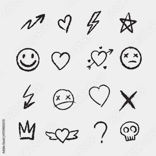 hand drawn street art graffitti elements