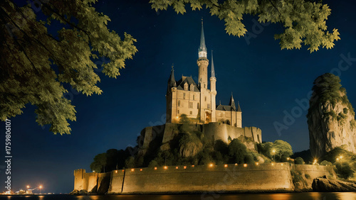 Wallpaper Mural Enchanted Castle by the Lake at Sunset Torontodigital.ca