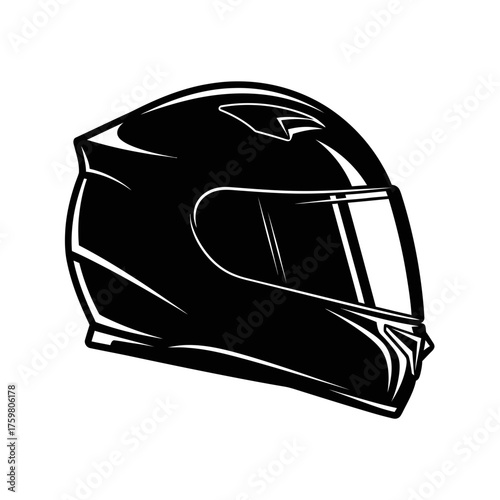 Motorcycle Helmet Silhouette – Protective Gear, Biker Safety, Racing Helmet Vector Icon