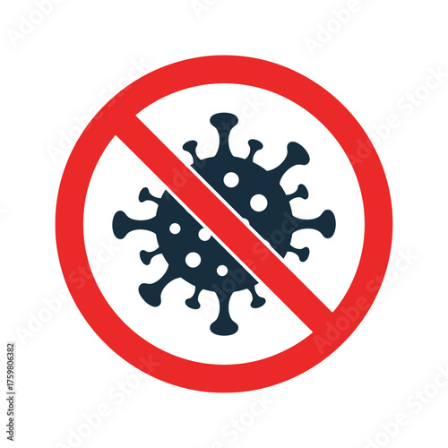 No Virus Symbol – Stop COVID-19, Anti-Bacteria, Health Protection, Safety Awareness Vector Icon