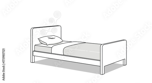 A simple line drawing of a bed with a pillow on it and some Zzz's above the pillow indicating sleep.