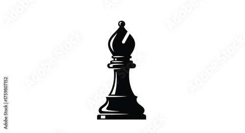 A black bishop chess piece isolated on a white background.