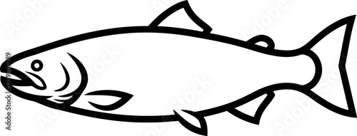 Simple line drawing of a salmon fish in profile