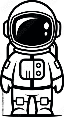 Cute cartoon astronaut standing ready for space exploration adventure