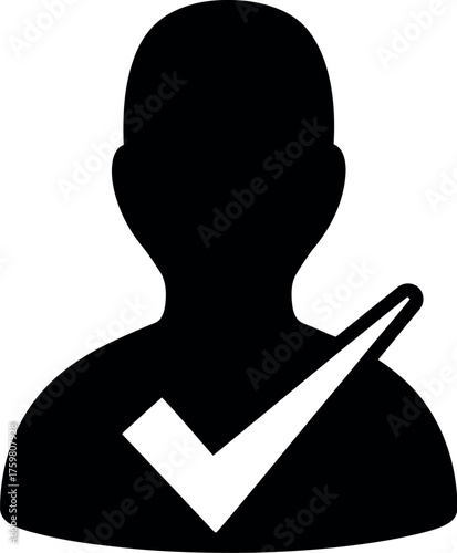 Silhouette of a person with a white checkmark symbol
