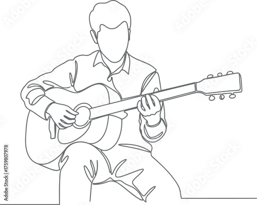 Artist s sketch captures musician playing acoustic guitar