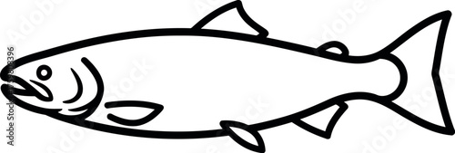 Simple outline drawing of a salmon fish swimming