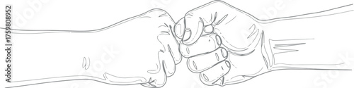 Two fists clashing together in a simple line drawing