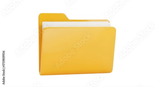 Yellow file folder document storage organization data management information archive 3d render graphic on transparent background