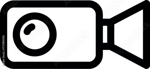 Simple line art icon of a vintage video camera