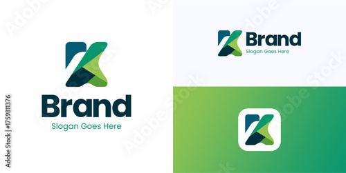 Creative letter K with colorful shapes, Logo icon design vector illustration element template, Modern symbol initial with overlapping style for brand identity and business company