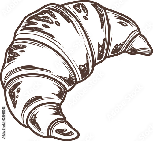 Deliciously detailed croissant illustration a classic pastry in sketch style