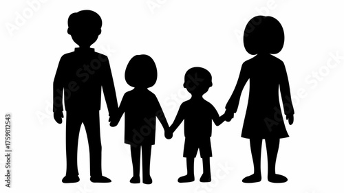 Charming family silhouette holding hands conveys unity, support, and togetherness for family values campaigns and heartwarming projects that celebrate love