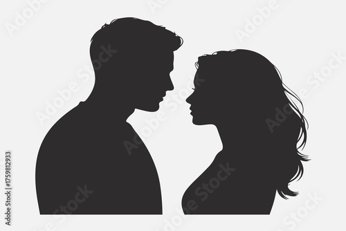 Silhouette of Couple Facing Each Other