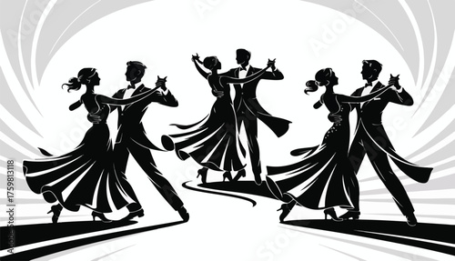 Ballroom Dance Silhouettes in Motion