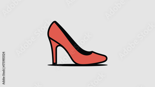 Elegant red high heel shoe minimalist vector illustration perfect for fashion blogs and online stores