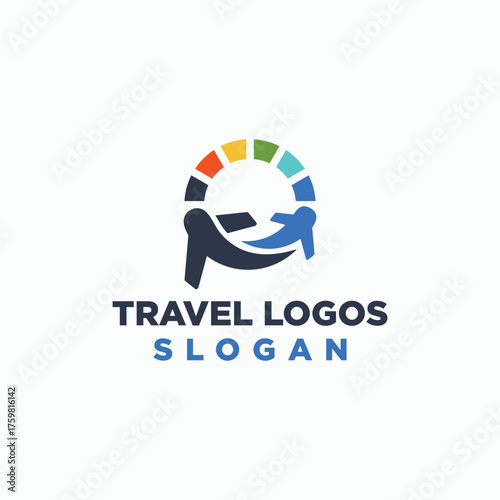 plane and speedometer logo concept, machine logo concept, travel icon design