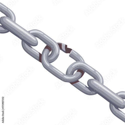 Close-up of a broken metal chain, illustrating fragility and potential failure.