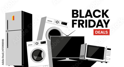 Black Friday Deals banner featuring major household appliances and electronics sale