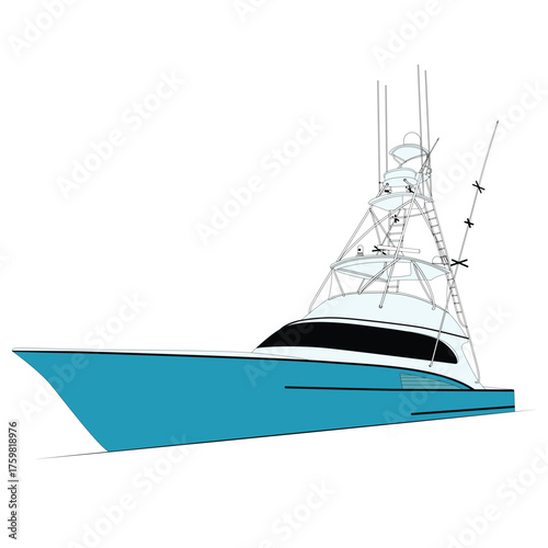 Vector Boat Line Art Illustration