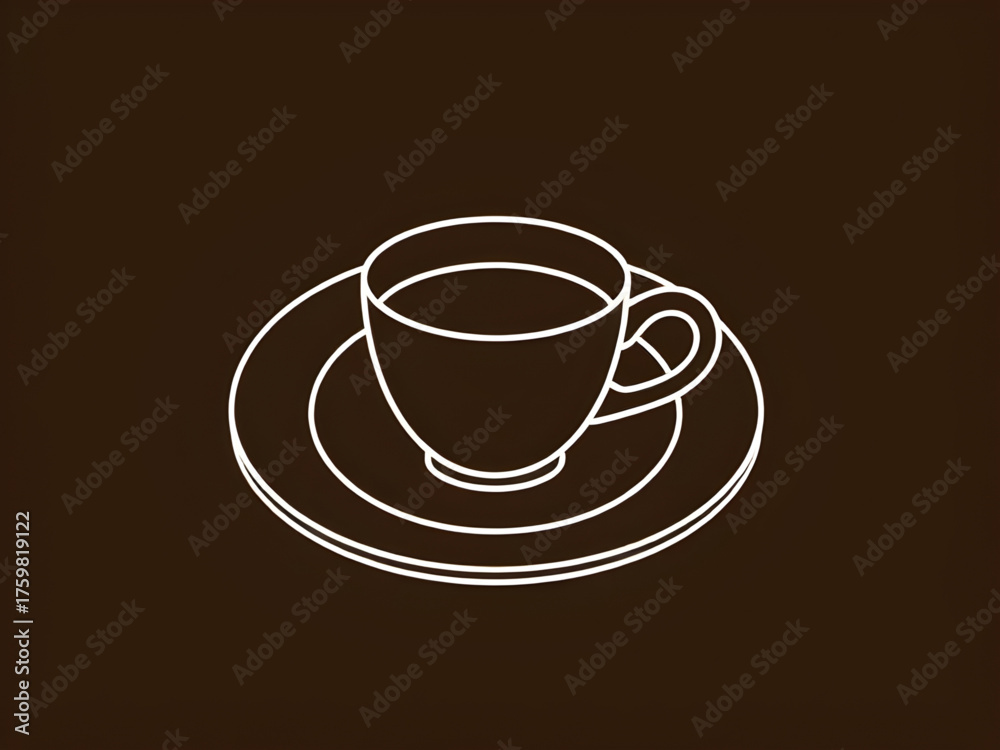 Obraz premium coffee cup, line art, minimal design, coffee illustration, one line drawing, simple outline, hot drink, steaming coffee, espresso, cappuccino, latte, black coffee, minimalist art, beverage icon, coffe