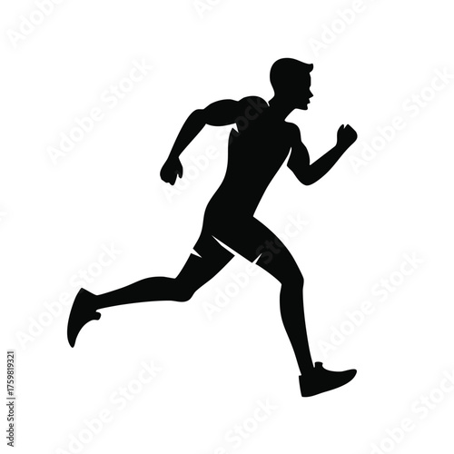 Silhouette of a male runner in motion running athlete
