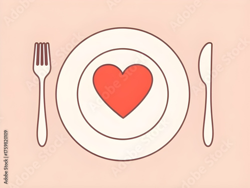 love heart, heart on plate, romantic concept, dinner love theme, Valentine’s Day idea, heart symbol, food art, romance design, love illustration, passion, affection, romantic dinner, plate decoration,