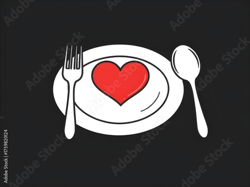 love heart, heart on plate, romantic concept, dinner love theme, Valentine’s Day idea, heart symbol, food art, romance design, love illustration, passion, affection, romantic dinner, plate decoration,