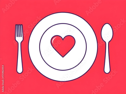 love heart, heart on plate, romantic concept, dinner love theme, Valentine’s Day idea, heart symbol, food art, romance design, love illustration, passion, affection, romantic dinner, plate decoration,